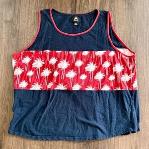 Winston Men's Big & Tall Palm Tree Print Tank Top - Blue/Red - Size 3XL